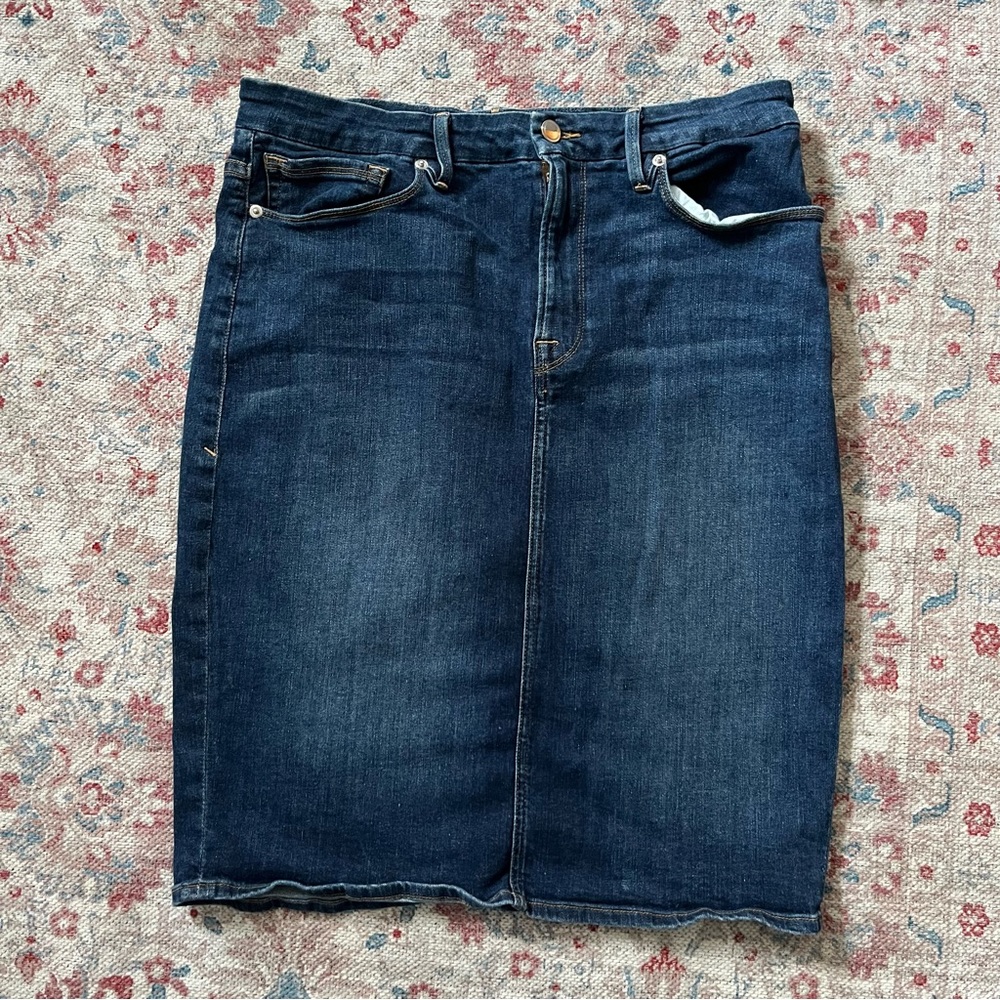 Good American High Rise Denim Pencil Skirt -16